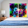 thumbnail image 5 of Video Gamer Blackout Curtains Gamer Curtains for Bedroom Graffiti Gamepad for Gamer Boys Kids Teen Colorful Splashed Ink Cute Game Controller Playroom Living Room Bedroom Window Drapes 1 Pair 26"x36", 5 of 6