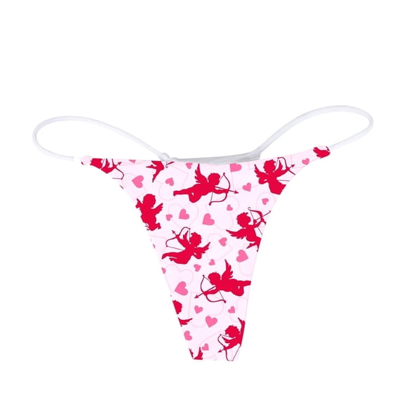 Yuncity Womens Valentines Day Panties Heart Printed Breathable Thong Valentine'S Day Underwear Pink L