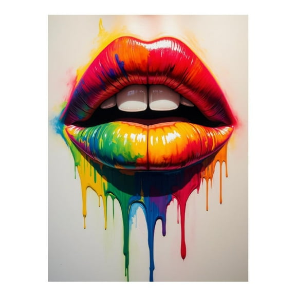 Diamond Art Kits for Adults - 5d Colorful Dripping Lip Art Design Diamond Painting for Adults, Diamond Art for Adults Beginners, Diamond Painting Kits for Adults for Home Wall Decor