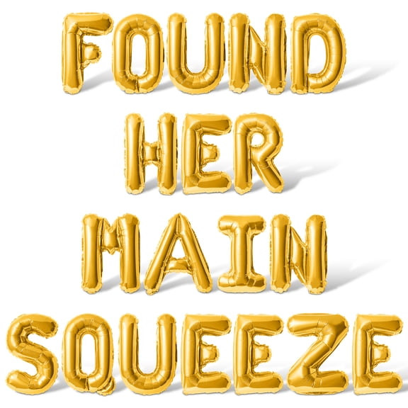 Letter Balloons - FOUND HER MAIN SQUEEZE 16" Inch Alphabet Letters Foil Mylar Balloon Bachelorette Party Banner (Gold)