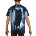 thumbnail image 5 of Wukai Night Scene of Wolves Youth Unisex Short Sleeve T-Shirt for Boys, Girls, Teens, and Kids-X-Small, 5 of 7