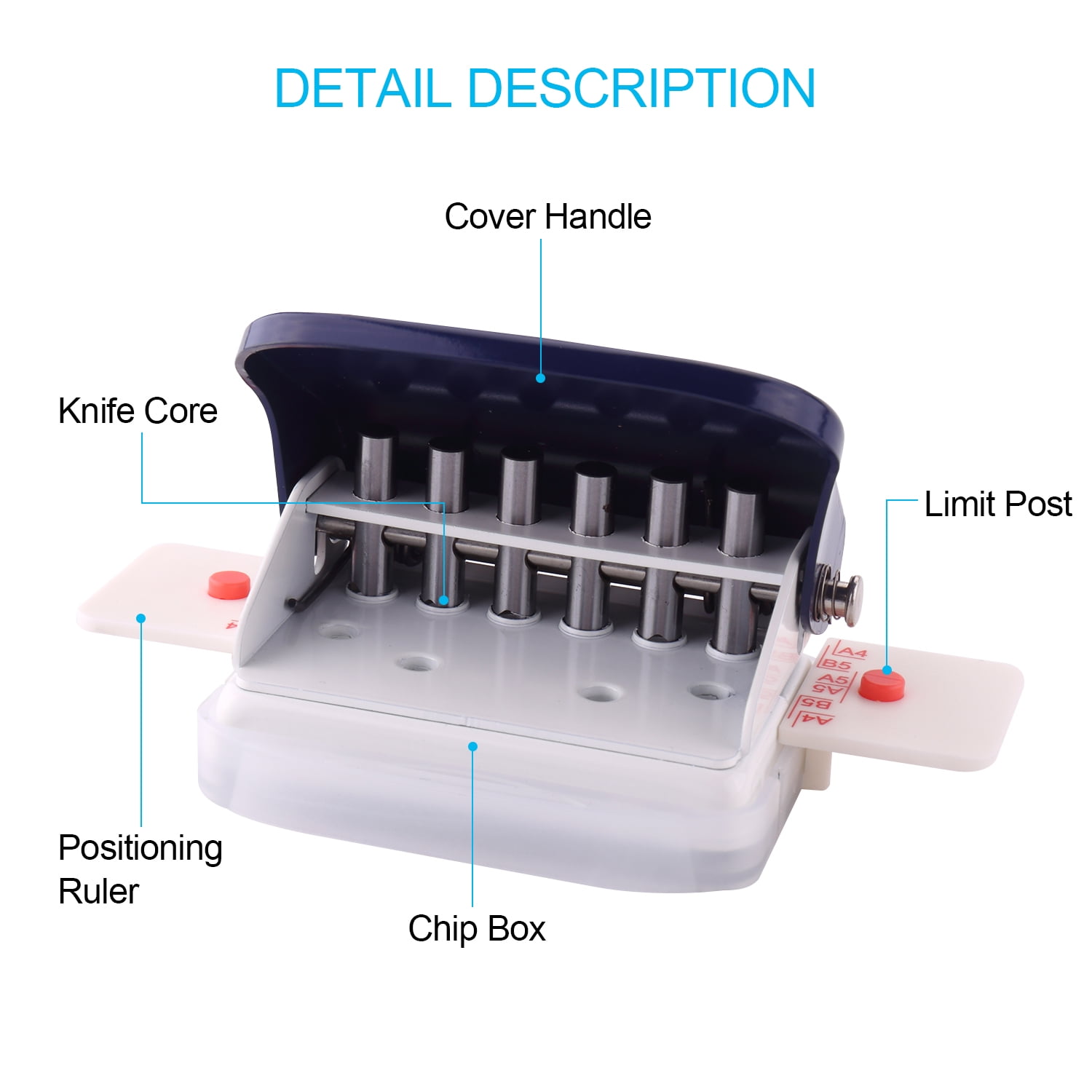Kw-trio Kw-trio Adjustable 6-Hole Desktop Punch Puncher for A4 A5 A6 B7 Dairy Planner Organizer Six Ring Binder with 6 Sheet Capacity, Size: 19.8