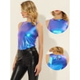 thumbnail image 2 of Disfraz de Halloween Camiseta Sin Mangas Con Chaleco Brillante Metálico Para Fiesta Y Club Mujer Marrón1 L, 2 of 4