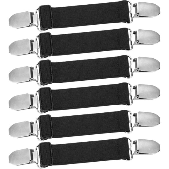 6 Pack Adjustable Elastic Pant Waist Tighteners, No Sew Belt Clips for Loose Pants, Jeans, Skirts & Shoes