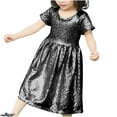 thumbnail image 1 of ameIAEA Robe à Sequins pour Filles Manches Courtes Col Rond Robes de Fête Scintillantes 3-8 Ans, 1 of 6