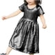 thumbnail image 1 of Odeerbi 3-8 Años Niñas Vestido de Verano de Lentejuelas Brillantes Vestido de Fiesta de Cumpleaños Color Sólido Vestido de Manga Corta Con Cremallera, 1 of 6