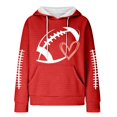 thumbnail image 4 of Women Waffle Knit Pullover Hoodie, Football Heart Graphic Long Sleeve Hooded Sweatshirt, Oversized Game Day Fan Top with Kangaroo Pocket for Sports Party Daily Fall Wear, 4 of 4