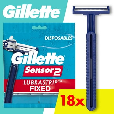 Gillette Sensor2 Fixed Head Men's Disposable Razors, Blue, 18 Count