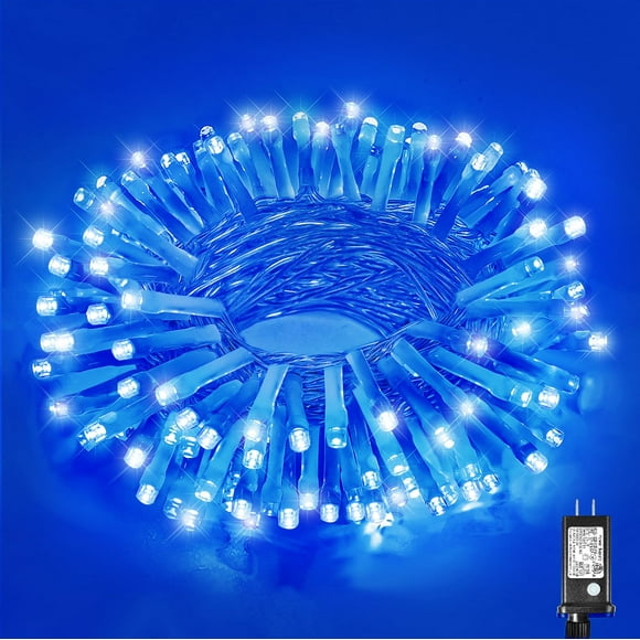 Guirnalda de luces navideñas Vivideal, 10 m, 8 modos, impermeables, azul