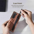 thumbnail image 6 of Dteck Case for Samsung Galaxy Z Fold 6 Phone Case with S Pen Holder, PU Leather Wallet Card Protective Case with Flip Cover and Kickstand, Brown, 6 of 10