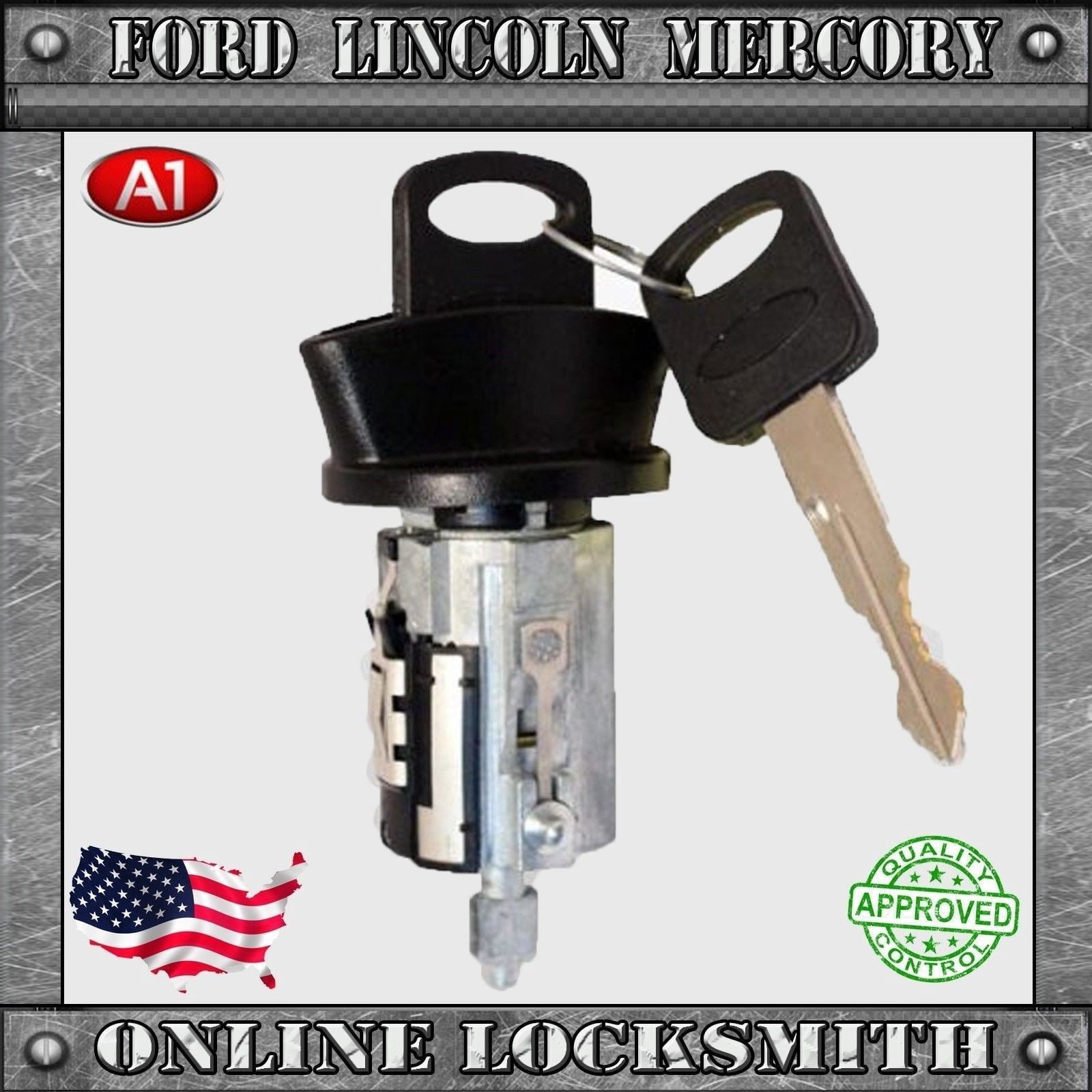 New Ford Mustang 1996-1999 8-Cuts Coded Ignition Switch Cylinder & Two Keys