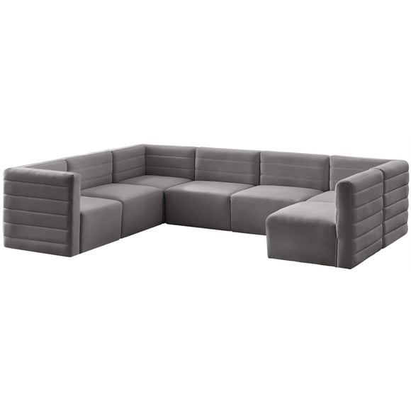 Meridian Furniture Quincy Grey Velvet Modular Sectional