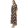 thumbnail image 2 of Bimba Women's Gray Floral Printed Pattern Cotton Caftan With Kimono Sleeve-26, 2 of 5