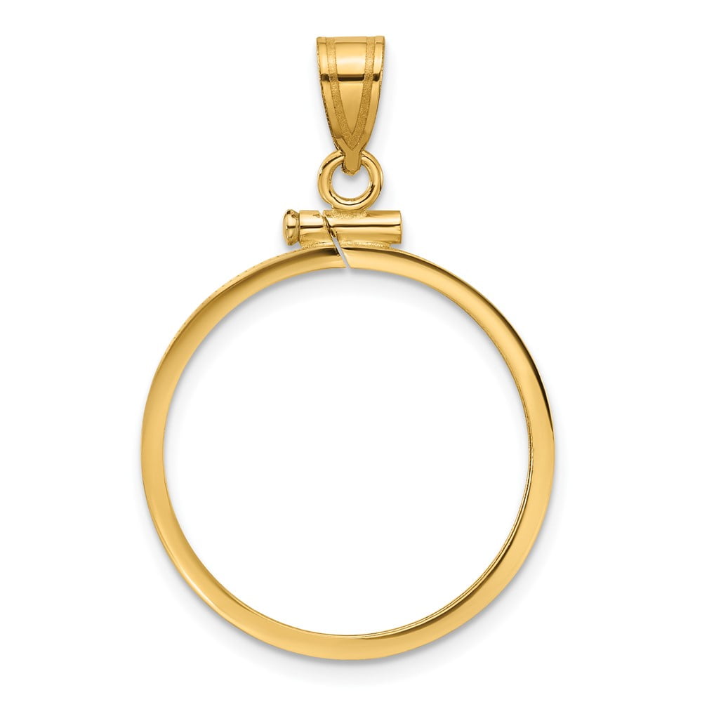 Wideband Distinguished Coin Jewelry 10k Polished 22.0mm x 1.9mm Screw Top Coin Bezel Pendant