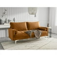 thumbnail image 2 of Enor Furniture Gresham 70" Upholstered Modern Velvet Sofa in Ginger Brown, 2 of 5