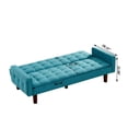 thumbnail image 6 of Convertible Sofa Bed with Adjustable Backrest, Linen Fabric Sofa Couch with Wooden Legs and Thick Cushion, Comfy Sofa Bed for Small Spaces Living Room Apartment Home Office Studio Dorm, Blue, 6 of 9