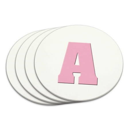 

Letter A Initial Baby Girl Block Font Pink Shower Coaster Set