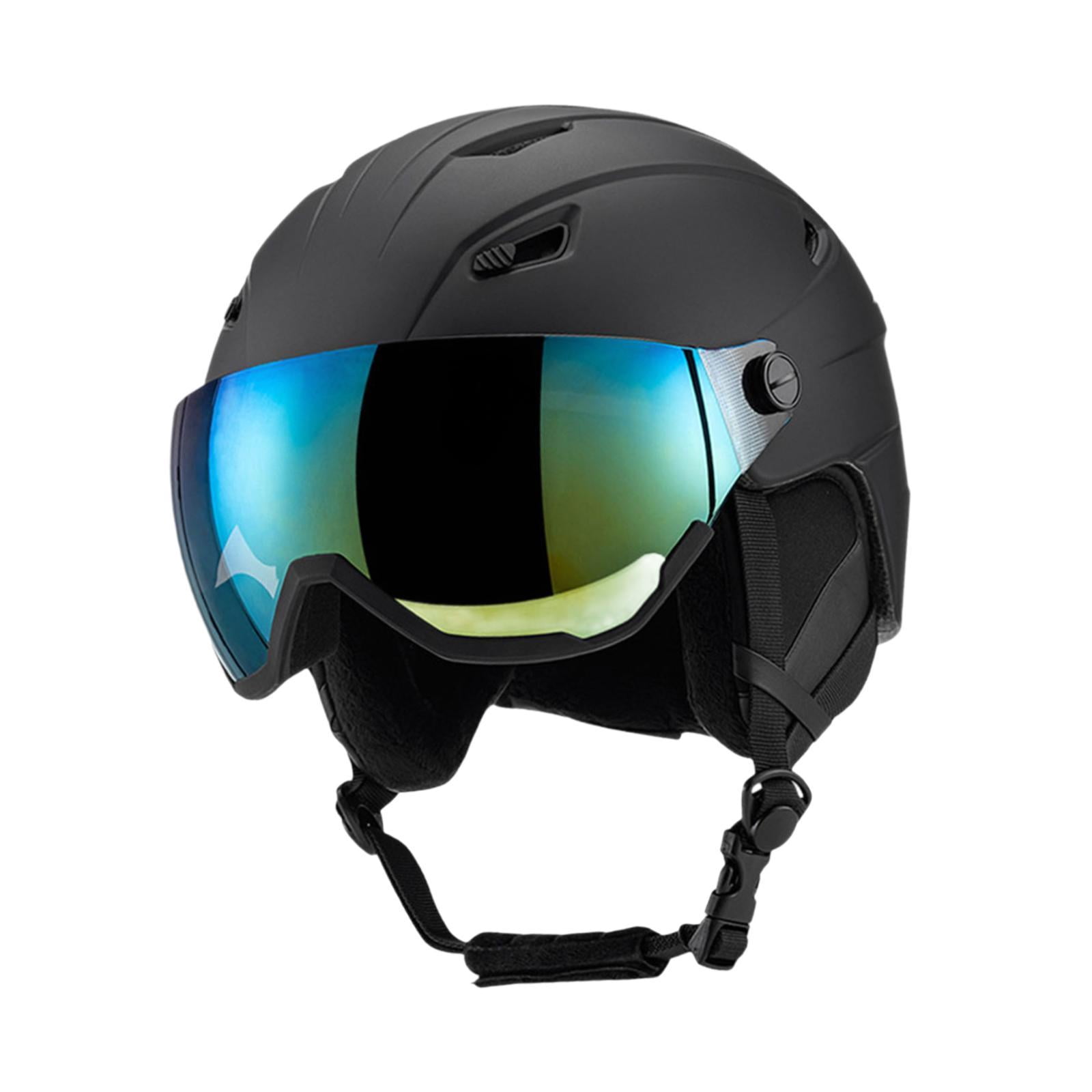 figatia Skiing Helmet Warm Protectived Glasses with Jaw Pad Snow Ski Helmet for Cold Black 51 to 54cm