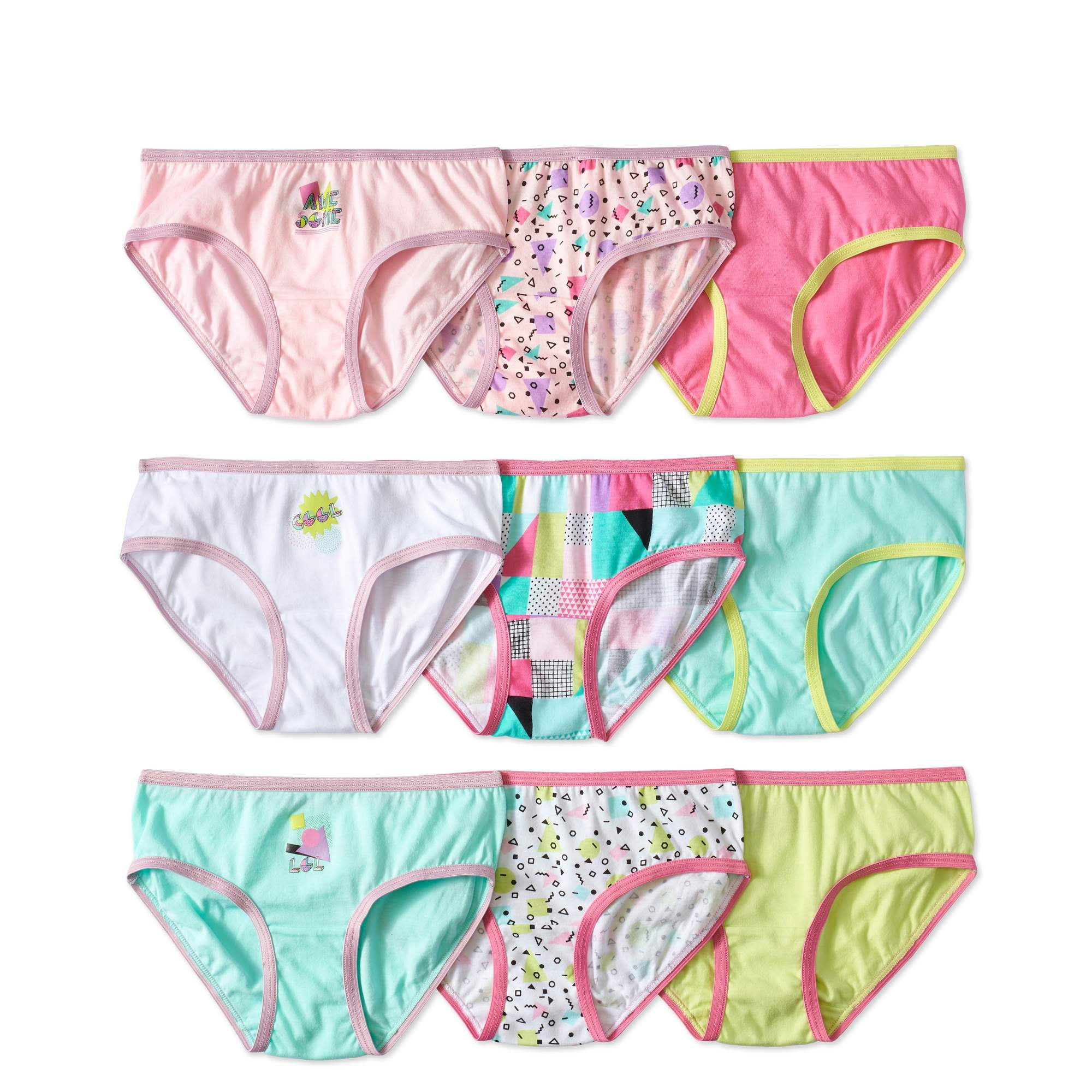 Wonder Nation Wonder Nation Girls' Hipster Underwear, 9 Pack Panties