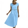 thumbnail image 5 of YTCAMLO 100%Cotton Summer Dresses for Women Fashion Boho Hollow Out Trim Short Sleeve Maxi Dress Comfy Breathable A Line Long Dresses, 5 of 9