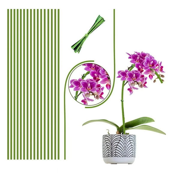 Plant Stakes,Plant Support Stakes Suitable for Indoor Plants,20Pcs Garden Green Bendable Single Stem Plant Sticks