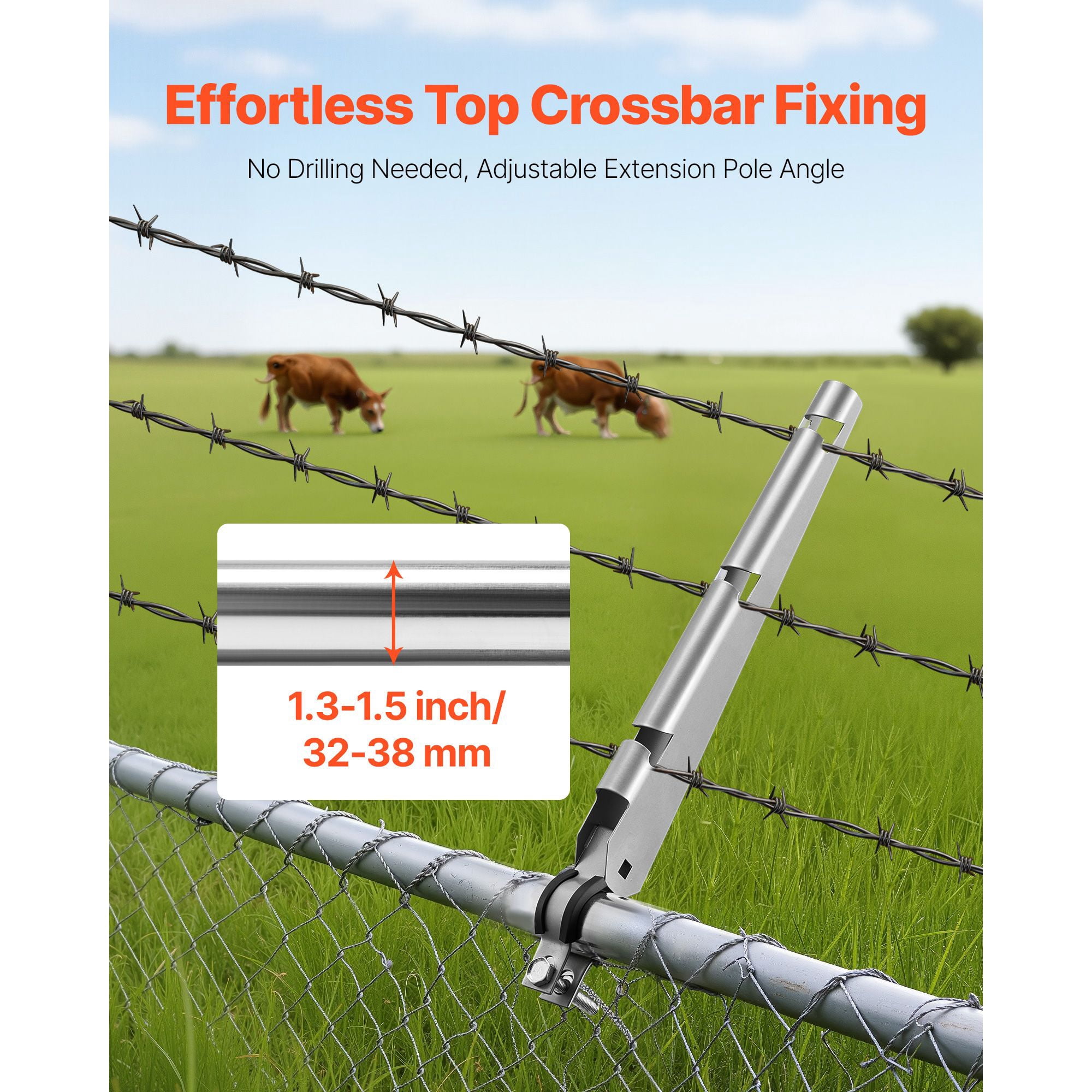 Fence Post Extenders 10-Pack 14.8" Height, 惟 Bracket, Heavy-Duty Steel, Tool-Free Mounting, Hook Rings, for Chain Link Fence Privacy