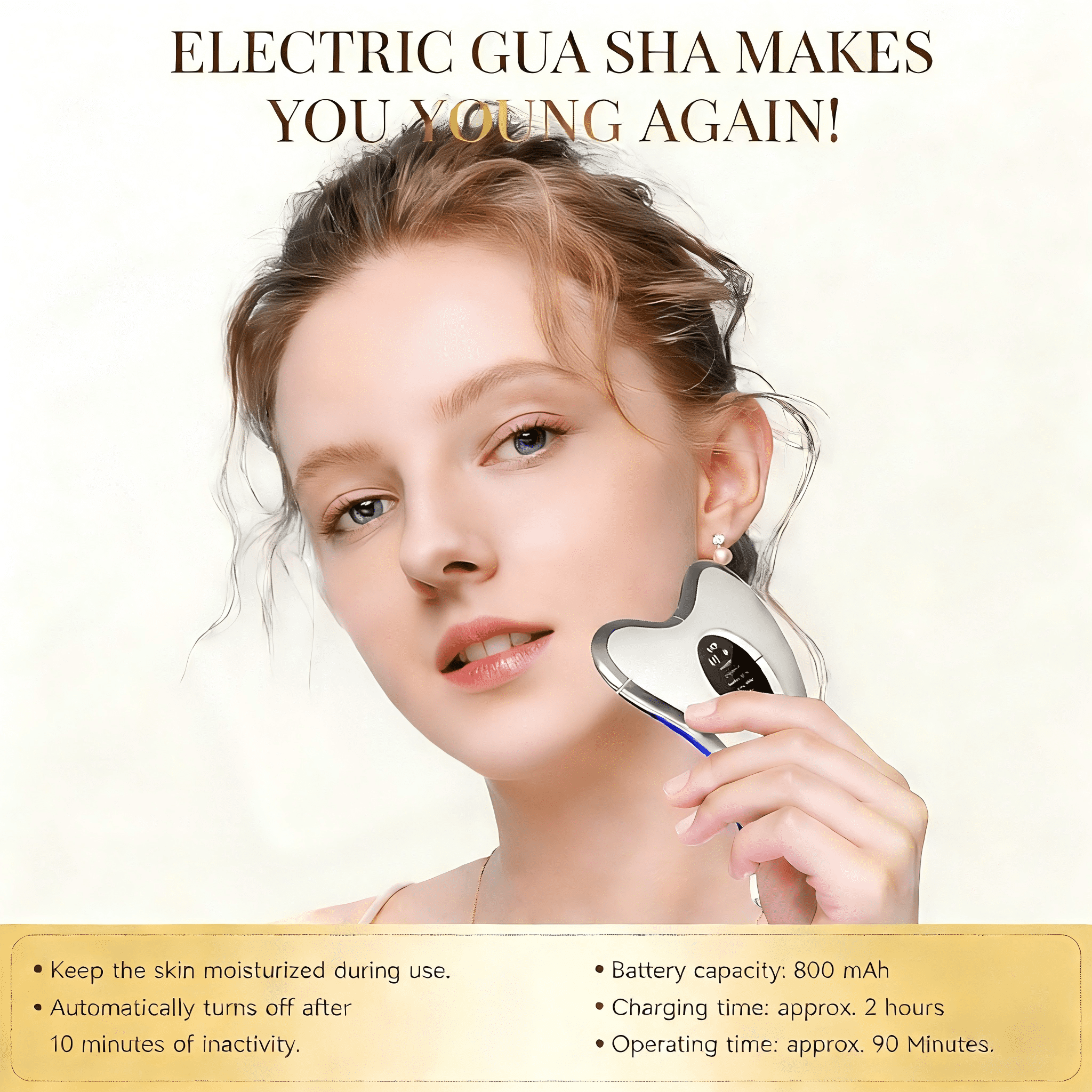 Electric Gua Sha, Face Massager with EMS 45°C Heat & Vibration, 9 Levels with LED Blue, Yellow, Red Light, 4 Modes Face Massager for Face, Anti Wrinkle Anti Ageing