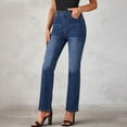 thumbnail image 2 of hoksml Women's High Waisted Pull On Jeans Stretch Denim Pants Casual Straight Leg Comfy Bottoms, 2 of 8
