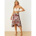 thumbnail image 3 of DARING DIVA Women's Floral Tropical Boho Midi Wrap Skirt XS Red, 3 of 6