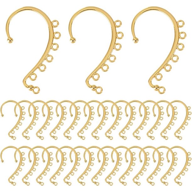 1 caja de 30 piezas de accesorios para puños de oreja, puños de aretes dorados, sin dolor, sin perforaciones, con clip, para envolver las orejas.