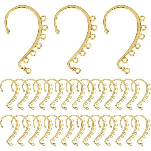 1 caja de 30 piezas de accesorios para puños de oreja, puños de aretes dorados, sin dolor, sin perforaciones, con clip, para envolver las orejas.