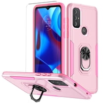 Xhy Moto G Power 2022 Case with Screen Protector Military Grade Shockproof Cover Ring Holder Kickstand Support Magnetic Car Mount Dual Layer Protective Phone Case (Pink)