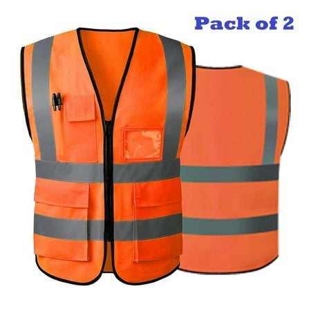 

Safety Vest with High Visibility Reflective Strips & 5 Pockets Pack of 2