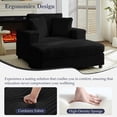 thumbnail image 5 of ZAFLY Oversized Accent Chair with Storage Ottoman, Single Sleeper Sofa Armchair, Lounge Sofa Bed for Living Room, Black, 5 of 6