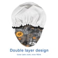 thumbnail image 4 of Shower Caps,Autumn Halloween Scene Pattern Waterproof Shower Cap for Women 4 Pieces,Double Reusable Hair Cover for Shower PEVA Elastic Stretch Hem, 4 of 7