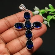 Iolite Oval Shape Gemstone Ethnic Engagement Gift For Wife Pendant Jewelry 3.20"