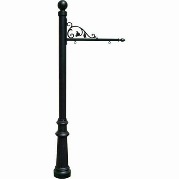 Lewiston SNPST-804-BL Hanging Ranch Sign Post with Fluted Base & Ball Finial, Black