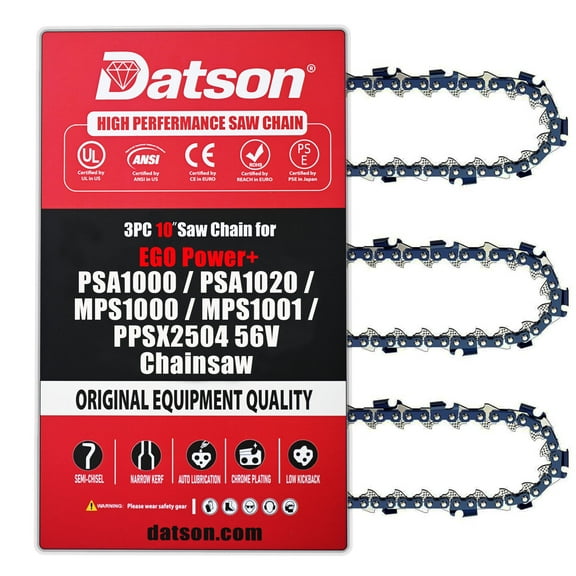 10 Inch Chainsaw Chain 3/8" LP Pitch .043" Gauge 40 Drive Links, Fits CUB CADET: Pole Saw PS26 EGO: AC1000, PSA1000 EARTHWISE: CVP41810, CVPS44010,R40 (3 Chains)