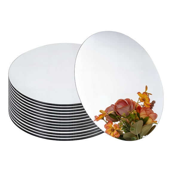 14 Pcs Acrylic Round Mirrors 3.94x0.04inch Non Glass Round Mirror Self Adhesive Mirror Stickers for Home Wall Decor Ctafts Silver DIY