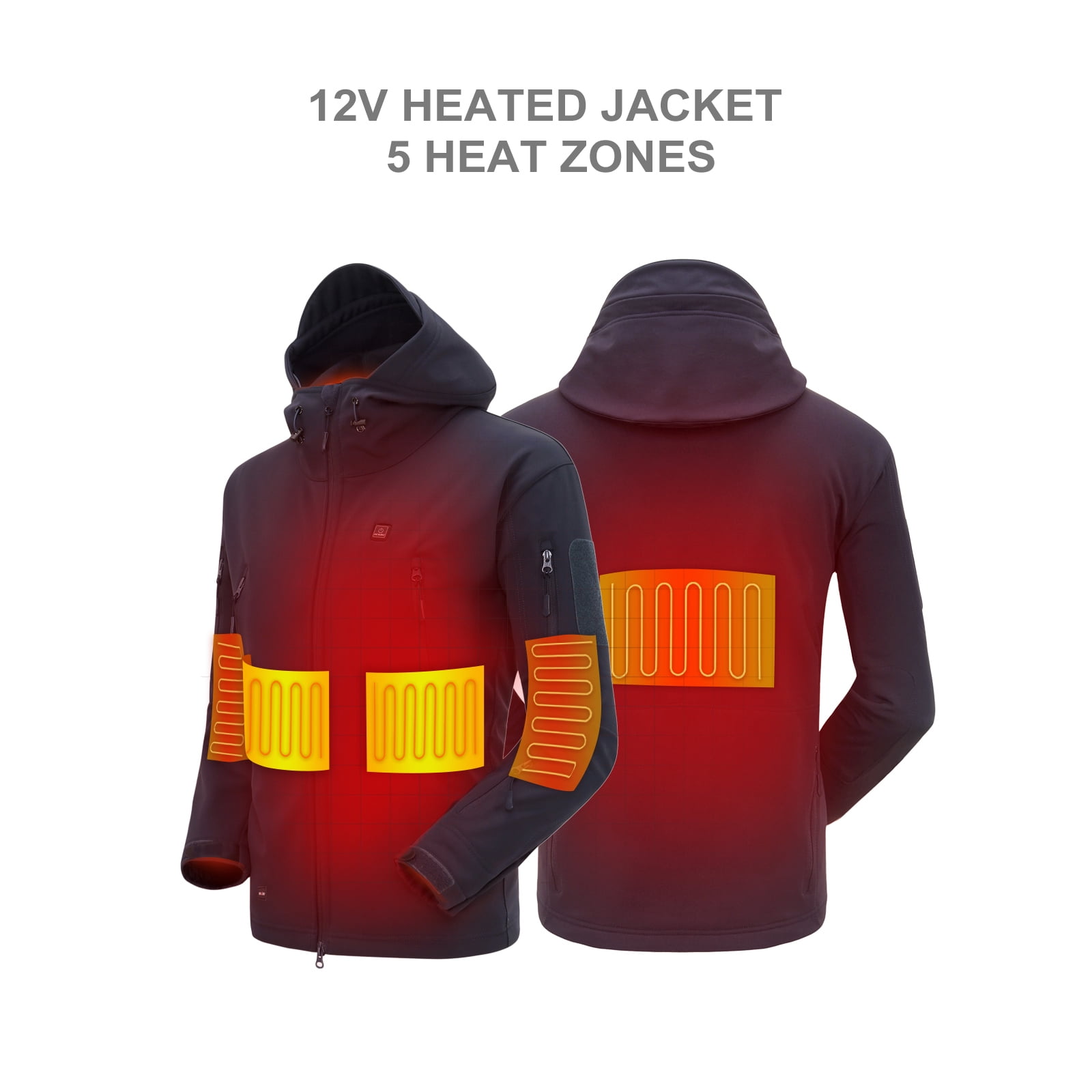 DEWBU Men's Heated Jacket, USB Rechargeable 12V Battery