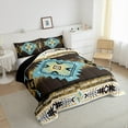thumbnail image 3 of jejeloiu Vintage Aztec Rhombus Bedding Comforter Set,Brown Cyan White Twin Comforter Sets,Ancient Bohemian Geometric Bedding Set For Kids,Luxury Bedroom Decor Reversible,2 Pieces, 3 of 8