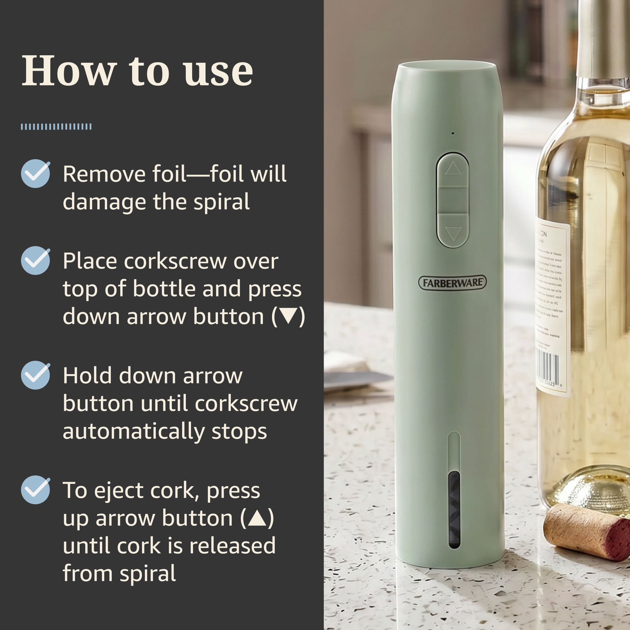 Farberware USB Corkscrew Sage Green