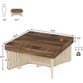 thumbnail image 3 of Tribesigns 35.4" Coffee Table, Square Wood Coffee Table, Farmhouse Coffee Table Center with Engraved Lines Design, Coffee Table for Living Room, 3 of 6