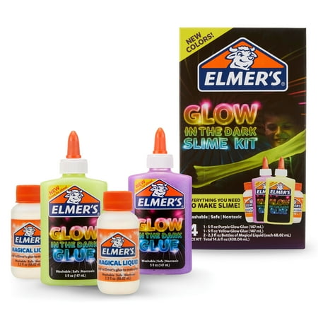 UPC: 0026000186674 | Elmer s Glow in the Dark Slime Kit: Supplies Include Glow in the Dark Glue  Elmer?s Magical Liquid Activator  4 Count