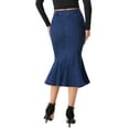 thumbnail image 3 of INSPIRE CHIC Women's Fishtail Skirt for Women's Maxi Denim Distressed Skirt XS Black Blue, 3 of 6