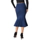 thumbnail image 3 of Falda de cola de pez INSPIRE CHIC para mujer, falda larga de mezclilla desgastada, color negro y azul, 3 of 6
