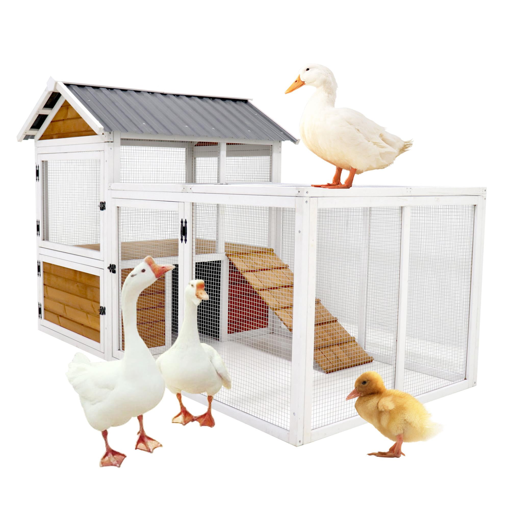 Pefilos 77" Outdoor Large Chicken Coop with Waterproof PVC Board, Wood Hen House Duck Coop with Nest Box, Rabbit Hutch for Indoor, Bird Cage, Brown Pefilos 77" Outdoor Large Chicken Coop with Waterproof PVC Board, Wood Hen House Duck Coop with Nest Box, Rabbit Hutch for Indoor, Bird Cage, Brown