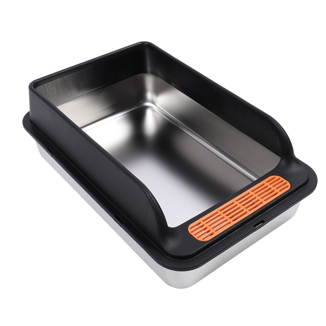 Large Stainless Steel High Sided Cat Litter Box with Pedal Filter for Multiple Cats Indoor