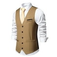 thumbnail image 4 of Dress Suit Vests for Men with Pockets Button-Down V Neck Sleeveless Business Work Waistcoats Formal Solid Slim Wedding Tuxedos Vest, 4 of 8