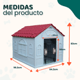 thumbnail image 3 of Casa para Perro Grande Exterior con Puerta metálica térmica con ventilación, Resistente a la Intemperie con Techo Triangular para Lluvia, Roja 98x84x82 cm, 3 of 8